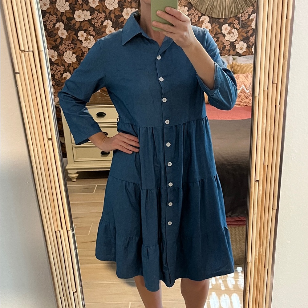 Elegant Denim Long Sleeve Dress